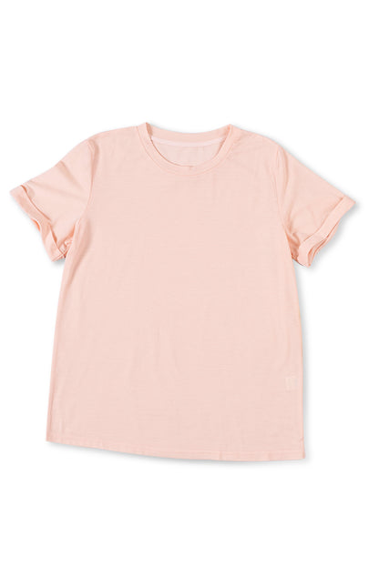 Green Plain Solid Color Crew Neck Tee
