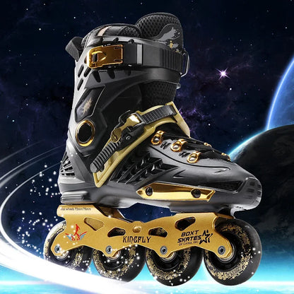 Outdoor Flat 4 Wheel Inline Free Skate Roller Blades - Aluminum Trucks & PU Wheels
