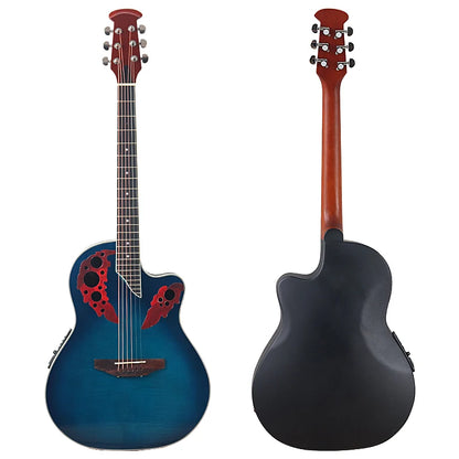41" Ovation Model Round Back 6 String Electric Acoustic Guitar - Folk Style Cutaway Design With Pick Up