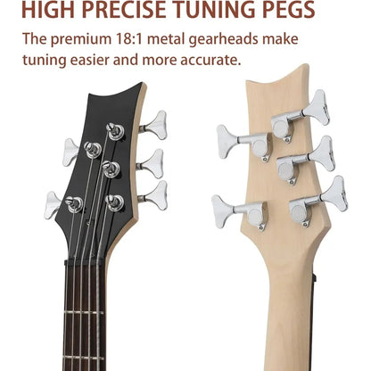 5 String Electric Bass Guitar, Full Size Standard Right Handed Rosewood Fretboard Bass Kit
