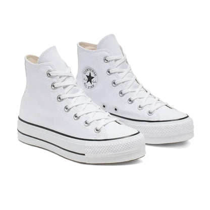 Women's Converse All Star Lift High Top Muffin Bottom Classic Hundred Casual Non-slip High Top Canvas Shoes (Premium White)