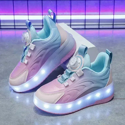 Kids USB Rechargeable Luminous Roller Skate Shoes - 2 Wheels (Heelys)