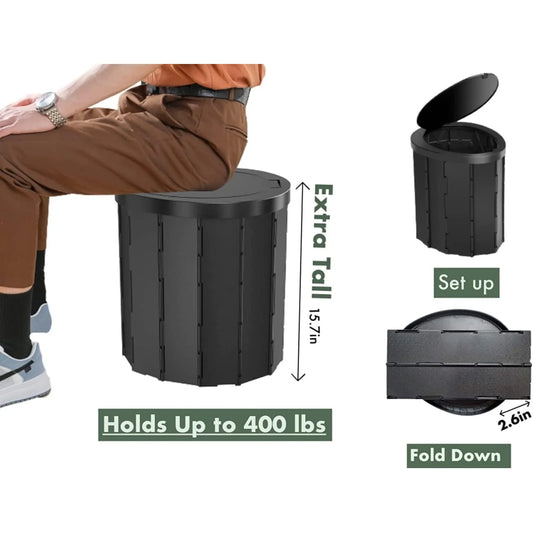 X Large Camping Folding Toilet, 12 Toilet bags, 12 pack Liquid Waste