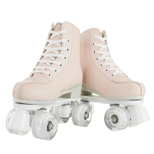 Women's Colorful Outdoor Hi Top PU Leather Quad Roller Skates with LED Wheels