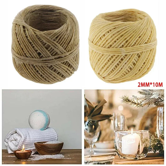 10m Natural Organic Beeswax Coated Hemp Wicks - 1 Roll