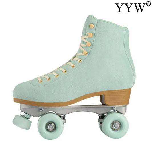 Women's Genuine Suede Outdoor Quad Roller Skates