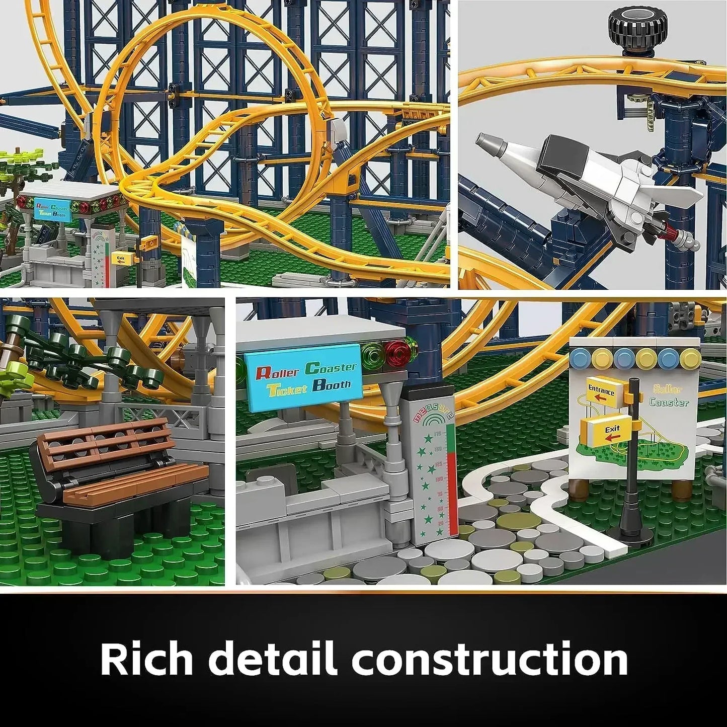 Mould King 11012 Roller Coaster Building Kit Amusement Park Funfair Track Construction Blocks Toy with Motors Gift Toy Kid Adult
