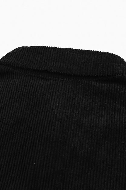 Pocketed Button Ribbed Textured Shacket