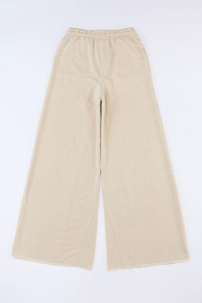Apricot Mineral Washed Drawstring High Waisted Wide Leg Pants