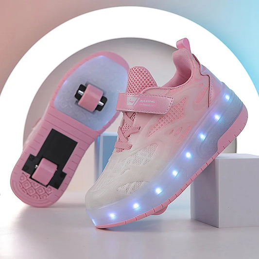 Kids Outdoor Detachable 2 Wheels LED Flashing Skate Shoes (Heelys)
