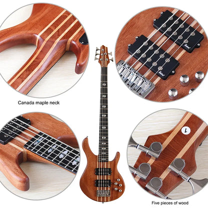 Active Bass Guitar 43 Inch 5 String 24 Frets Okoume Wood Body Canada Maple Neck Electric Bass Guitar