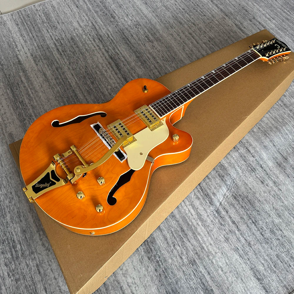 Limited Edition Professional 12 strings Semi-Hollow Electric Guitar - Orange