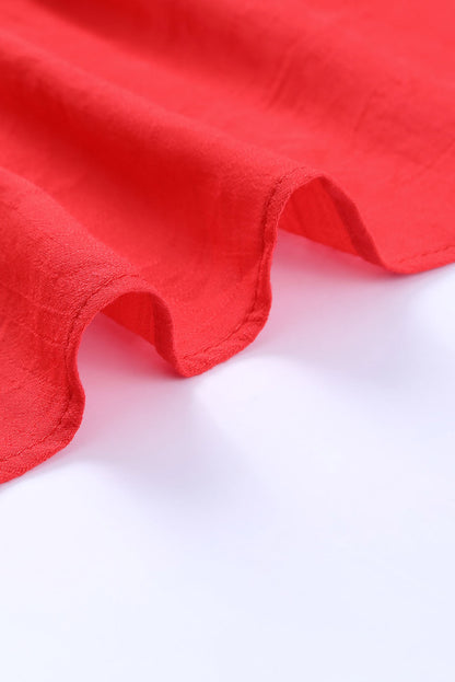 Red O-ring Smocked Back Spaghetti Straps Tiered Boho Dress