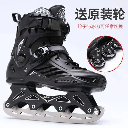 Dual-purpose Ice Hockey & Roller Skates Shoes