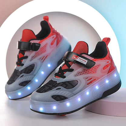 Kids Outdoor Detachable 2 Wheels LED Flashing Skate Shoes (Heelys)