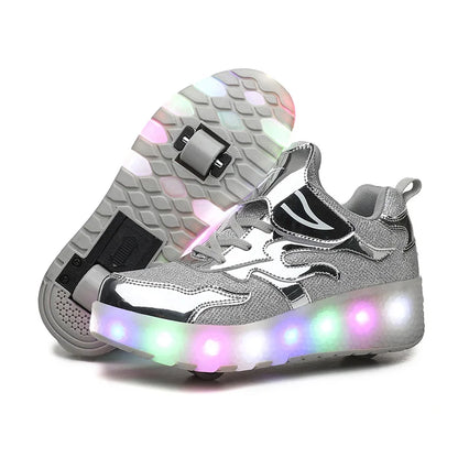 Kids Outdoor Detachable 2 Wheels LED Flashing Skate Shoes (Heelys)