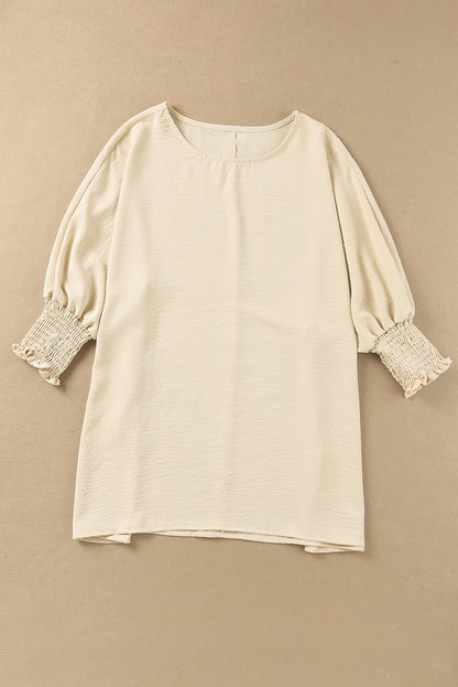 Black Plain Batwing Sleeve Business Casual Blouse for Women