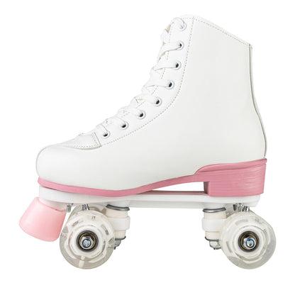 White & Pink Quad Roller Skates For Women