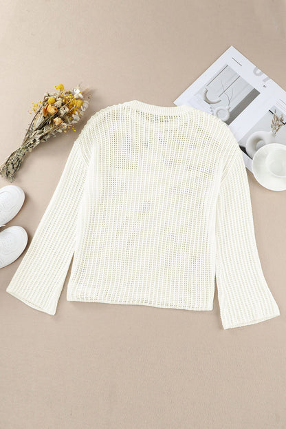 Black Star Pattern Lightweight Hollow Knit Sweater