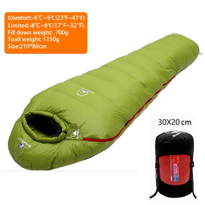 White Goose Down Filled Adult Mummy Style Sleeping Bag Fit for Winter