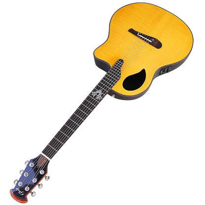 41" Ovation Model Round Back 6 String Electric Acoustic Guitar - Folk Style Cutaway Design With Pick Up