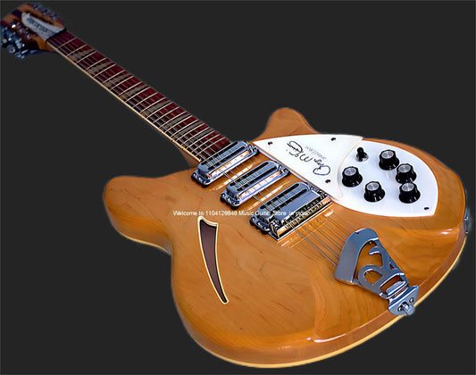 Roger McGuinn 370 12-String Natural Semi-Hollow jazz Electric Guitar Gloss Painted Fingerboard, 3 pickups