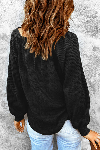 Pink Waffle Texture Casual Square Neck Pullover Top