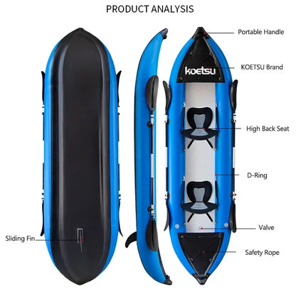 KOETSU 1-2 Persons Inflatable PVC Kayak Fishing Canoe