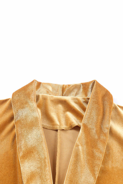 Yellow Lapel Collar Cusual Flap Pockets Blazer