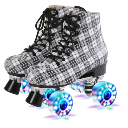 Flannel Pattern Aluminum Alloy Sole Quad Skates