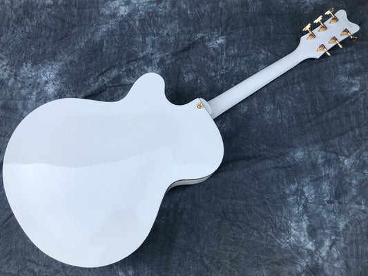 Glossy White Semi Hollow Body Jazz Guitar