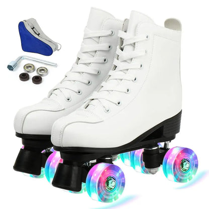 7 Colors PU Leather Training Quad Roller Skates