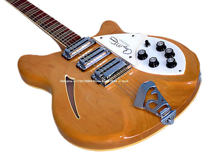 Roger McGuinn 370 12-String Natural Semi-Hollow jazz Electric Guitar Gloss Painted Fingerboard, 3 pickups