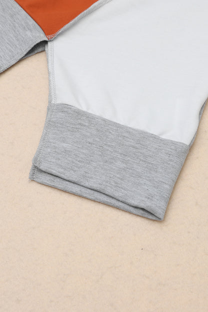 Pink Colorblock Stitching Irregular Hem Long Sleeve Top