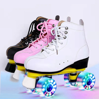 Beginner Quad Skates with Microfiber Leather Shoes
