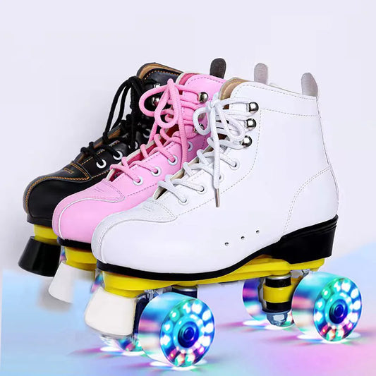 Beginner Quad Skates with Microfiber Leather Shoes