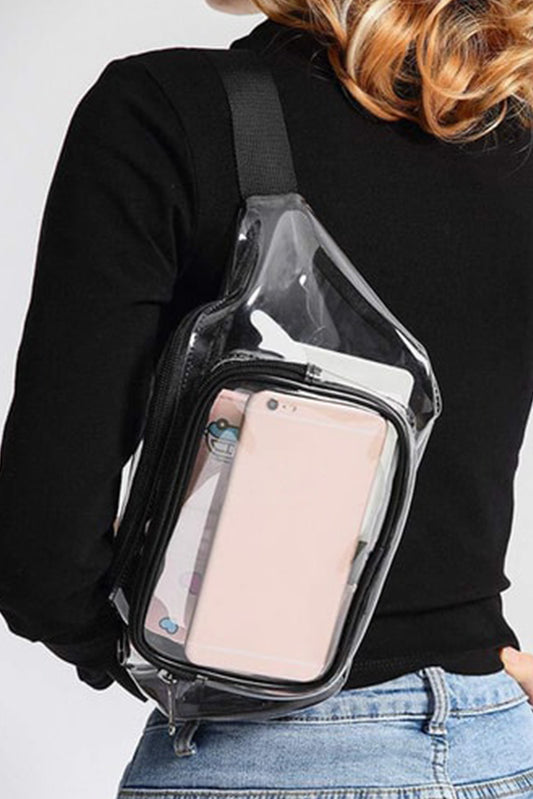 Black Adjustable Strap Clear PVC Waist Bag