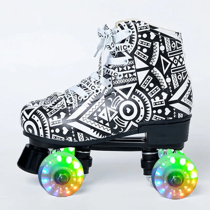 PU Leather Roller Skates, Elegant Red