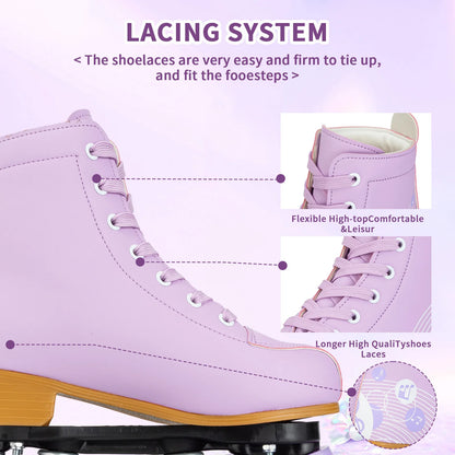 Kids Roller Skate Shoes Double-Row Flashing 4 Wheels Skates Women Adult Girls Beginners Indoor Outdoor Skating Training Sneakers