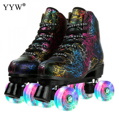 PU Leather Roller Skates, Elegant Red