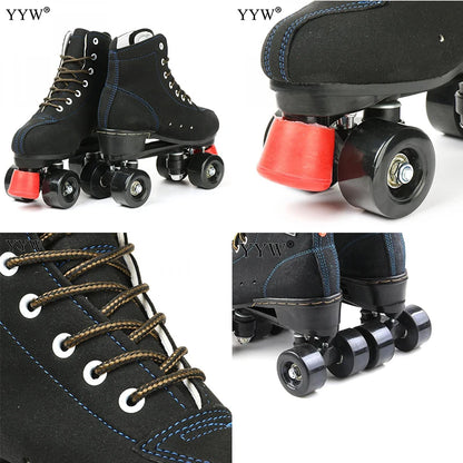 PU Leather Roller Skates, Elegant Red