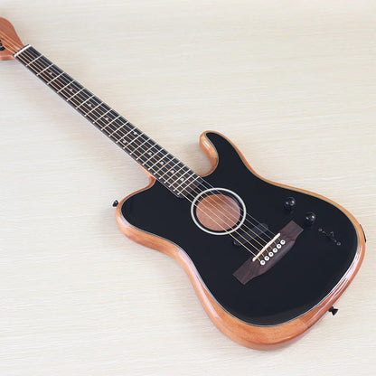 Semi Hollow Body 6 String High Gloss Black Acoustic Electric Guitar