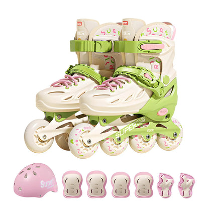 Children Inline Roller Skates Set (With Protective Wear)