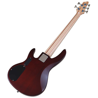 5 Strings Electric Bass Guitar 43inch Zebrawood Top Solid Okoume Wood Body Bass Guitar