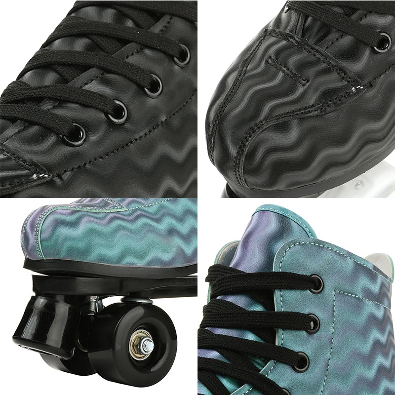 Wavy PU Quads Roller Skate Shoes