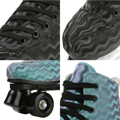 Wavy PU Quads Roller Skate Shoes