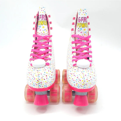 Girls Yijiu Girl Power Quad Roller Skates with Flashing PVC Wheels