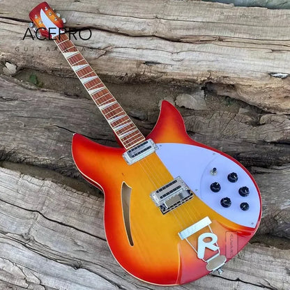 Purple Burst 6 String Semi Hollow Body 360 Electric Guitar, Tailpiece Bridge, Rosewood Fretboard