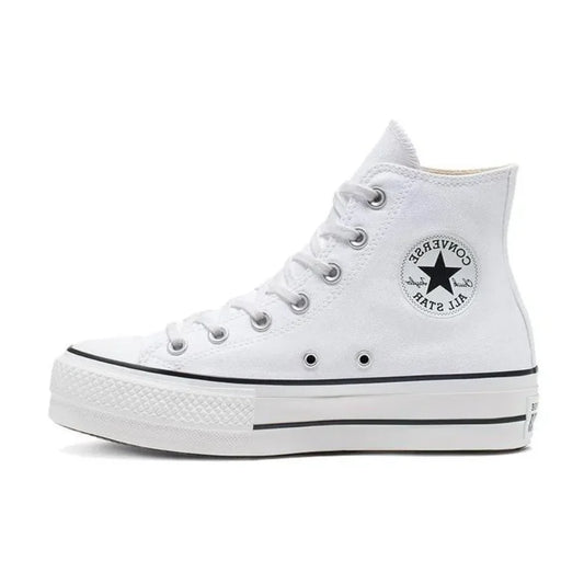 Women's Converse All Star Lift High Top Muffin Bottom Classic Hundred Casual Non-slip High Top Canvas Shoes (Premium White)