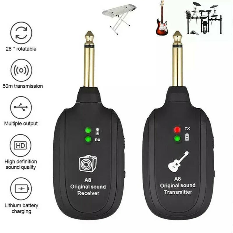 A8 UHF Wireless Guitar Transmitter Receiver